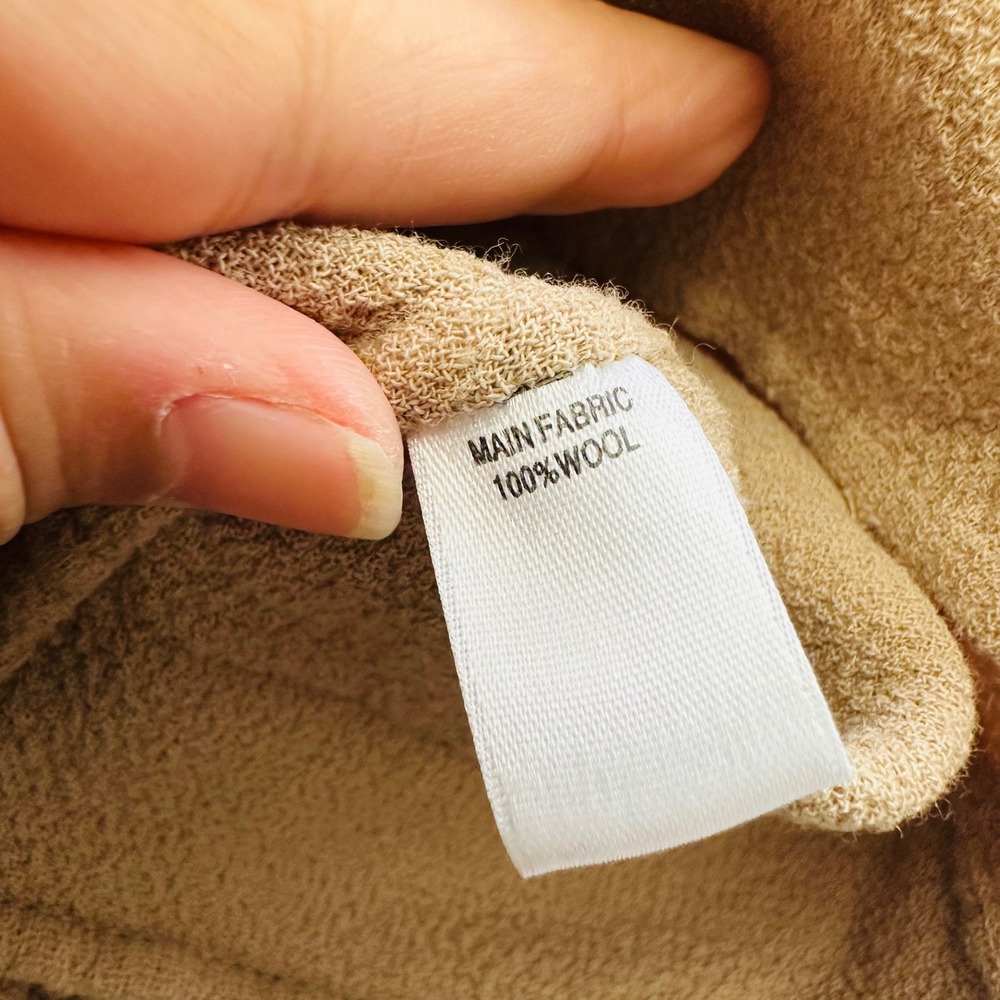 St. John Sewn By Hand Beige Full Zip 100% Wool Cardigan Jacket Lightwt sz 16 - Picture 7 of 9